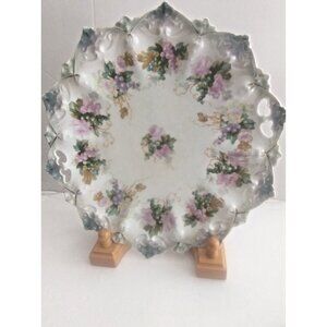 Antique MZ Austria Finger Hole Platter Collectible Hand Painted Platter 10 1/4"